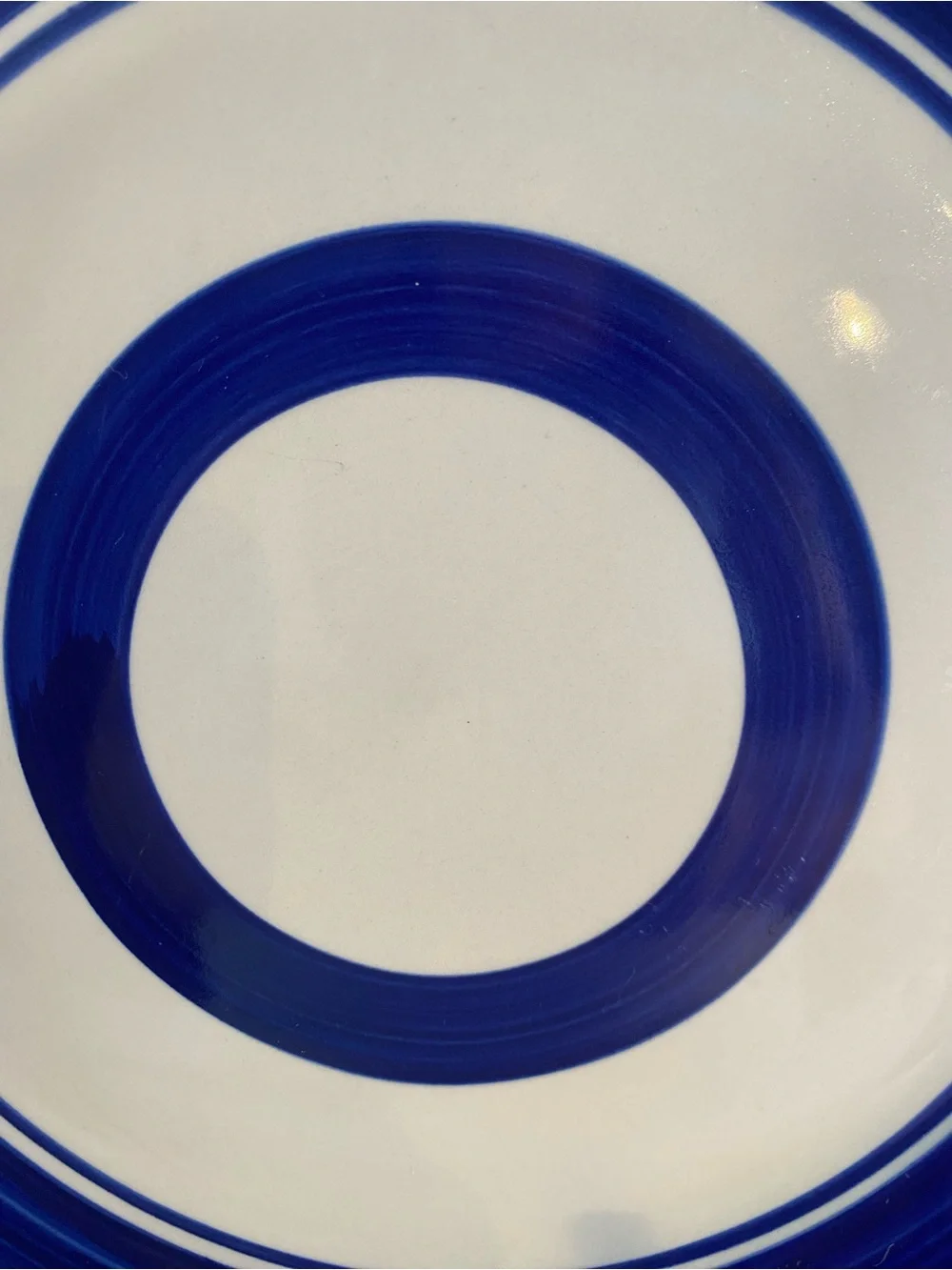 Royal Norfolk Stoneware Cobalt Blue & Ivory Striped Dinner Plate 10.5” Diameter